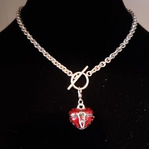 STERLING SILVER 16" TOGGLE NECKLACE W/ HEART